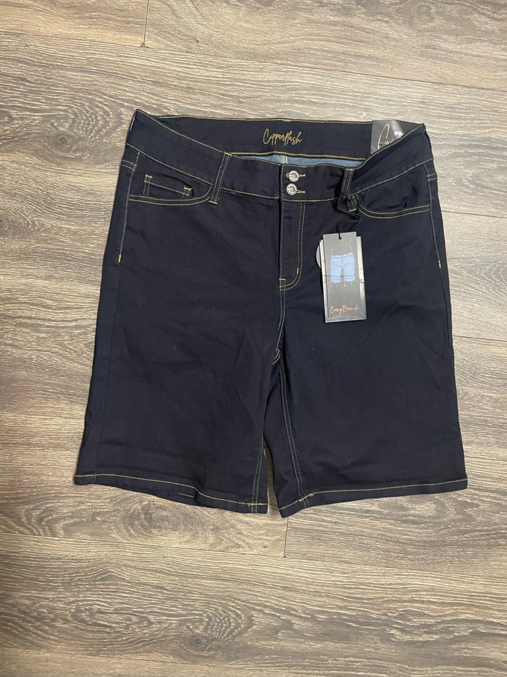 New dark blue comfort Stretch Bermuda Shorts 16 w summer bottoms casual